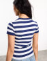 ASOS Weekend Collective baby tee with logo in navy and white stripe