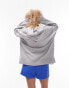 Topshop premium oversized hoodie in grey marl