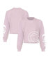 Women's Pink Chicago Cubs Cropped Slouchy Long Sleeve T-Shirt