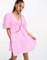 Nobody's Child Vienna puff sleeve mini dress in pink