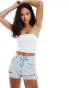 In The Style shirred bandeau top in white