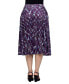 Women's Purple Print Elastic Waist Pocket Midi Skirt