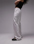 Topshop straight leg linen trouser in white