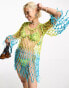 Reclaimed Vintage limited edition macrame summer beach dress with beads in ombre