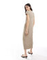 Pretty Lavish cap sleeve knit midi dress in stone