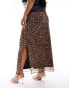 New Look Curve mesh midi skirt in leopard