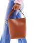 PASQ shoulder bucket bag in tan