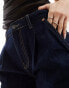 Stradivarius wide leg jean with pleat front in dark blue