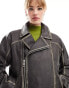 Reclaimed Vintage unisex washed leather biker jacket