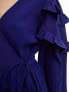 Wednesday's Girl wrap detail ruffle sleeve mini dress in navy blue