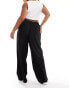 Pieces Curve linen touch wide leg trouser in black