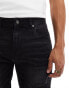 Pull&Bear slim fit ripped denim shorts in washed black