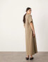 ASOS EDITION premium t-shirt maxi dress with pockets in khaki