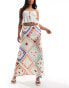 ASOS DESIGN linen look bias cut maxi skirt co ord in picnic print