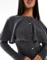 ASOS DESIGN knitted cape button through mini dress in charcoal marl