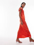 Topshop angel sleeve v neck maxi dress in red