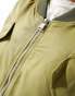 ONLY cropped high shine bomber jacket in khaki