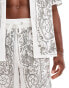 Sixth June co-ord printed linen shorts in white