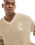 Champion Rochester knitted v-neck jumper in brown