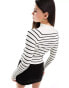 Stradivarius high neck jumper in white & black