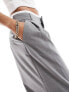 Stradivarius Tall tailored wide leg trouser with micro reversed waistband in grey