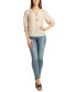 Juniors' Tie-Front Lace-Trim 3/4-Sleeve Top