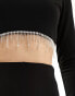 New Look diamante trim glitter crop top in black