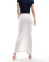 ASOS DESIGN broderie column skirt with tie detail in white