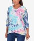 Women's In Full Bloom Torn Jacquard Tie Dye Top