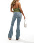 Dr Denim Moxy flare high waist skinny fit stretch with flare in cape light vintage worn blue