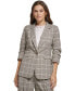 Petite Plaid Notch-Collar Ruched-Sleeve Jacket