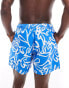 ASOS DESIGN swim shorts in mid length in blue floral print