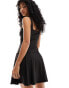 ASOS DESIGN ponte pinny dress with pleat skirt in black