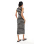 Nobody's Child textured knitted midi dress in black and white stripe