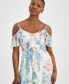 Women's Floral-Print Ruffled Cold-Shoulder Tiered Maxi Dress