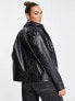 Extro & Vert oversized faux croc cropped trucker jacket in black