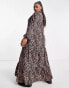 ASOS DESIGN Curve maxi shirt dress with pin tucks in animal print