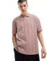 ASOS DESIGN rib polo shirt in brown