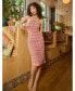 Women's Crochet Stripe Halter Sleeveless Sheath Dress