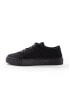 ASOS DESIGN Wide Fit Dizzy lace up trainers in black drench