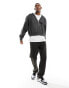 Weekday boxy fit zip through hoodie in off-black