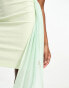 Vesper bandeau mini dress with drape detail in sage green