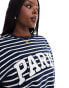 4th & Reckless Plus exclusive Paris sweatshirt in navy stripe