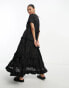 ASOS DESIGN broderie patched tent maxi dress in black