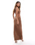 ASOS DESIGN textured cut out maxi dress in chocolate