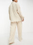 In The Style Plus plisse relaxed trouser co-ord in cream