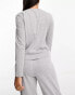 ASOS DESIGN mix & match cotton long sleeve henley pyjama top in grey marl