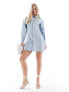 ASOS DESIGN parachute mini zip through shirt dress in air force blue