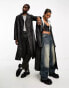 Reclaimed Vintage unisex faux leather look longline trench coat in black