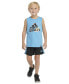 Little & Toddler Boys Sleeveless Logo Tank & Elastic-Waistband 3-Stripe Shorts, 2 Piece Set